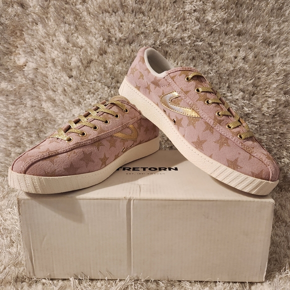 TRETORN x ANTHROPOLOGIE Nylite 25 Plus Suede Leather Lace-Up Sneakers, US 8W - Picture 1 of 10